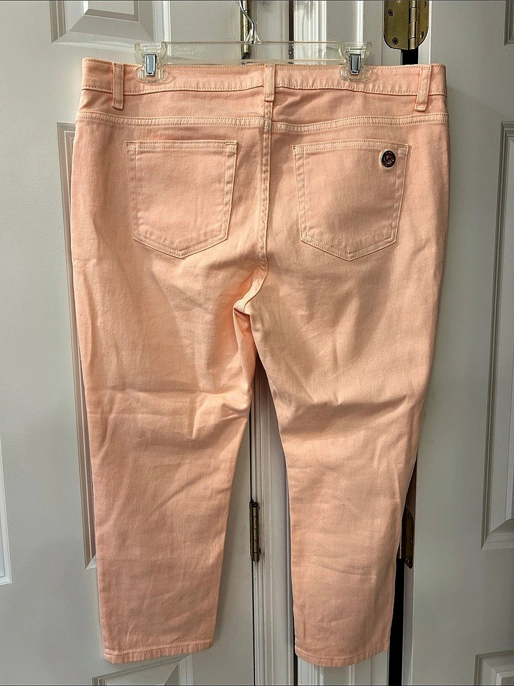 Michael Kors Izzy Coral Cropped Skinny Jeans Pink Waist 14